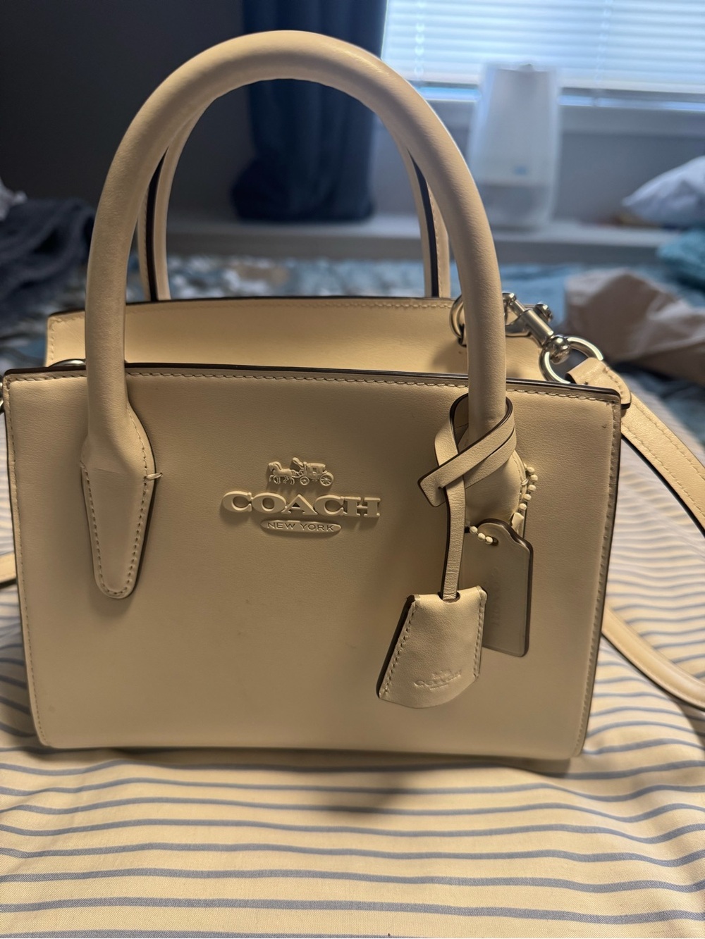 Coach Cream Leather Mini Satchel with Gold Hardware